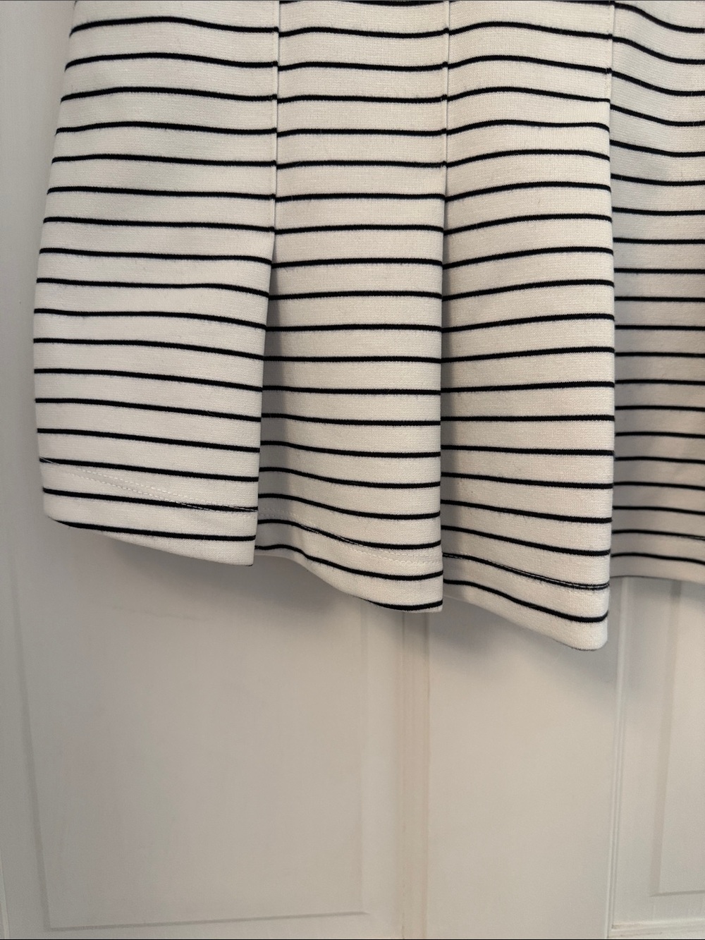 Maeve White Tee with Black Horizontal Stripes and Puff Sleeves - Picture 4 of 5